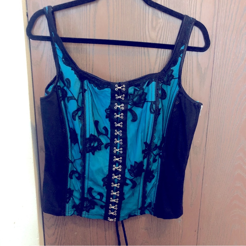 Y2K Tripp NYC floral lace up corset tank top